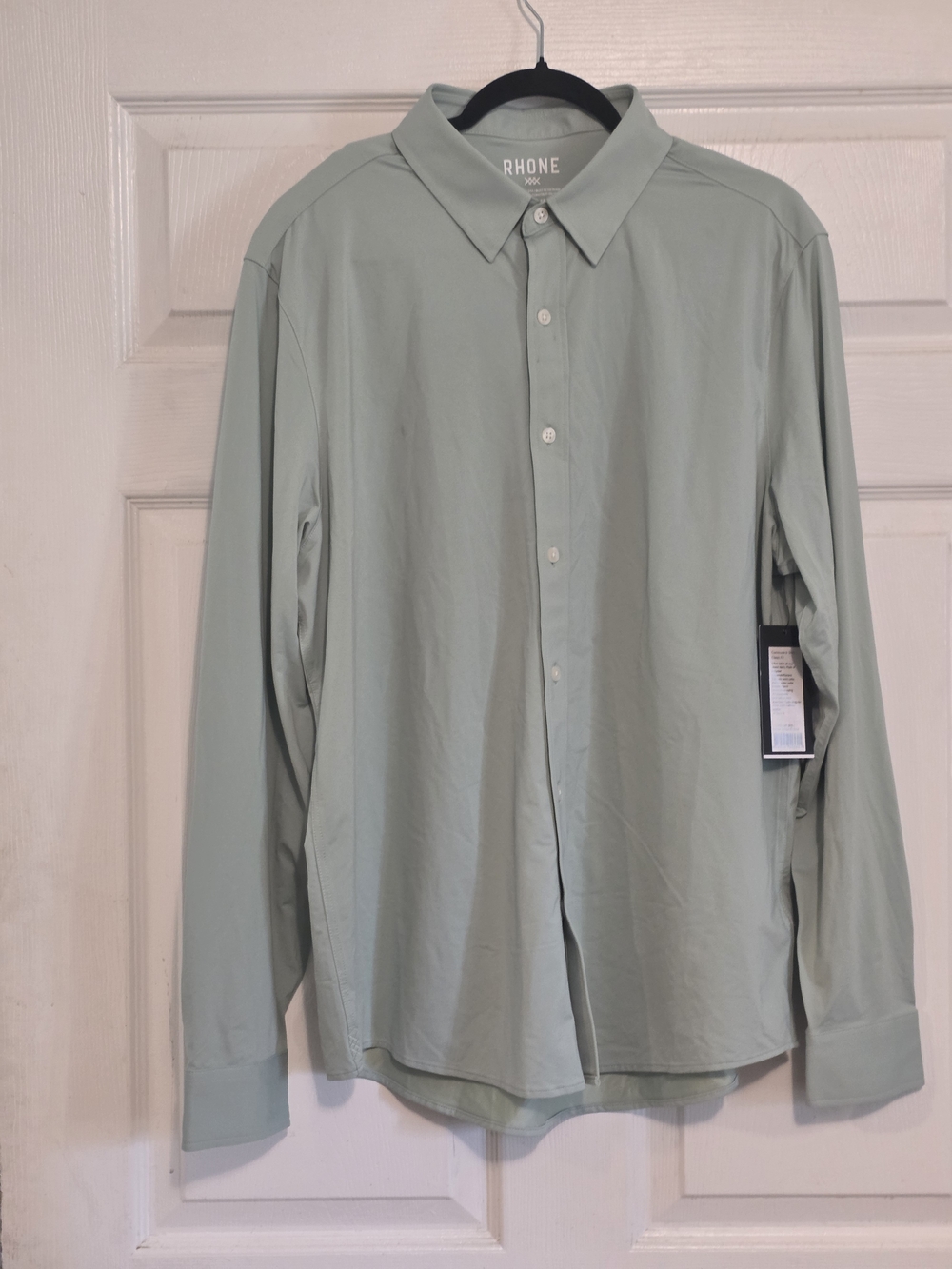 Rhone Long-Sleeve Button-Up Shirt in Sage As 2 Small Removeable Stains